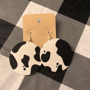 Brand New Circle Cow Print Earrings